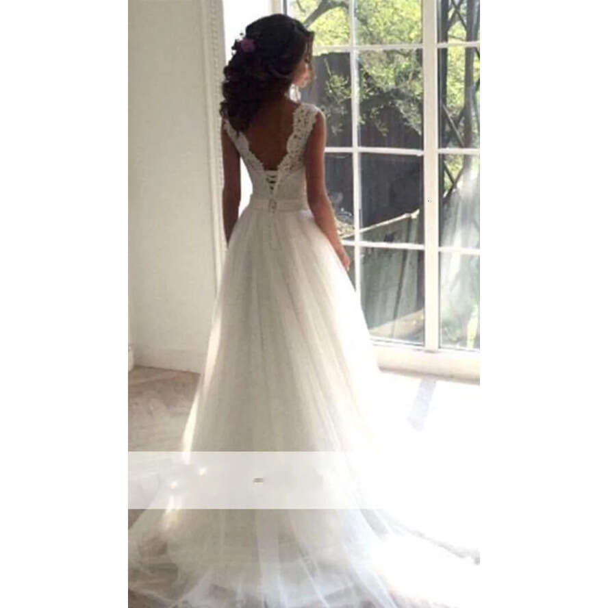 Tulle Lace Simple Designed Wedding Dresess 2024 Summer Beach Garden Bohemian A E Bridal Gowns Sexy Backless Robes Ba6687