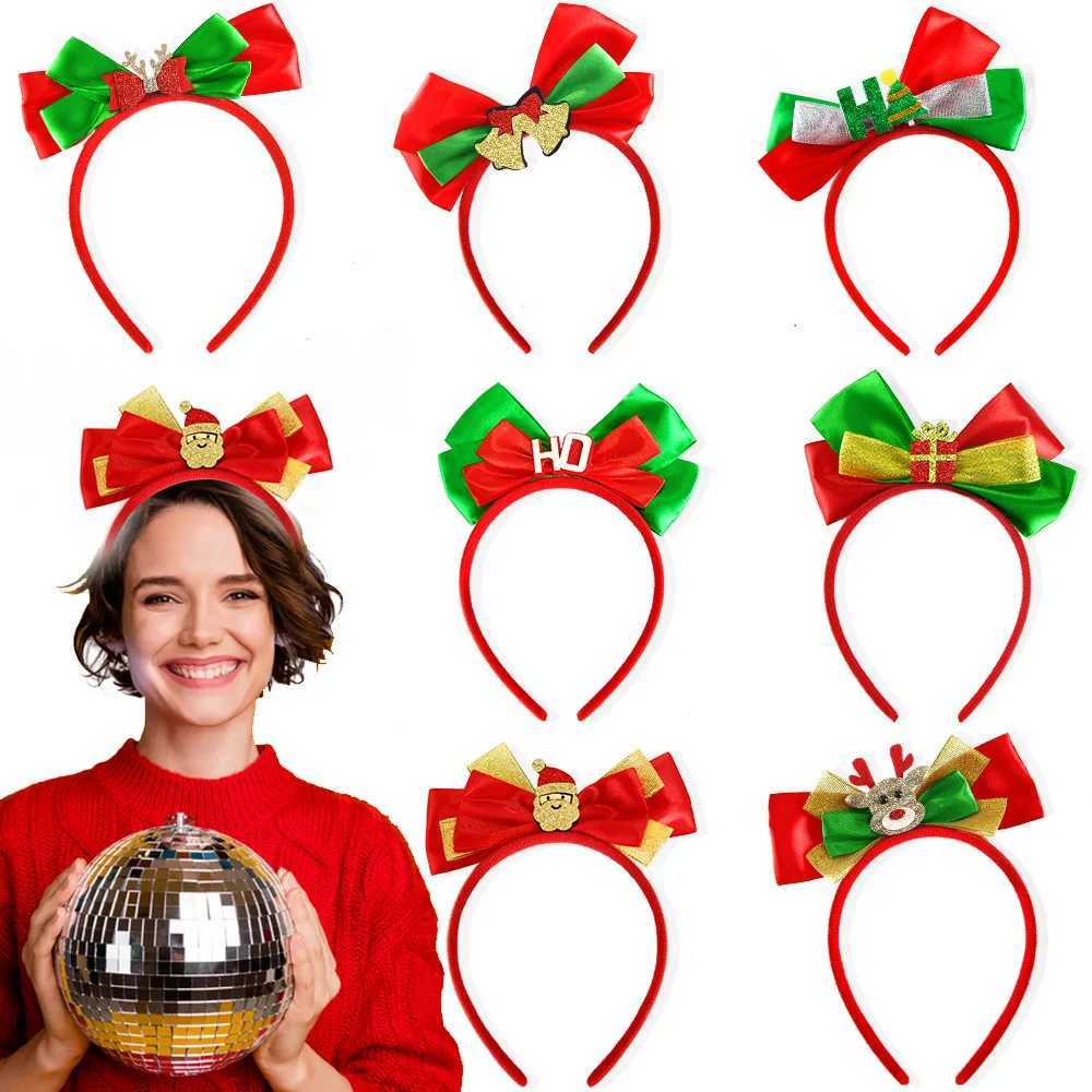 Christmas Decorations Christmas Party Headbands Santa Claus Elk Bell Headbands Bow HeadbandsX241021