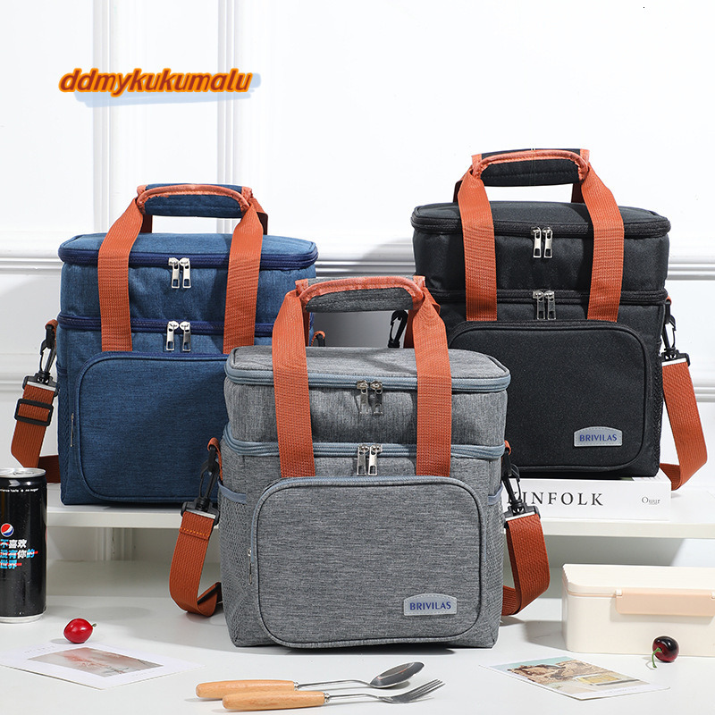 New double-layer lunch large capacity ice pack, outdoor camping with food, picnic bag, crossbody insulation bag #18 kukumalu