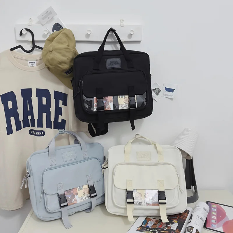 Japanese style Kawaii backpack girl transparent pocket handbag Itabag cross body bag college student backpack school backpack 241023
