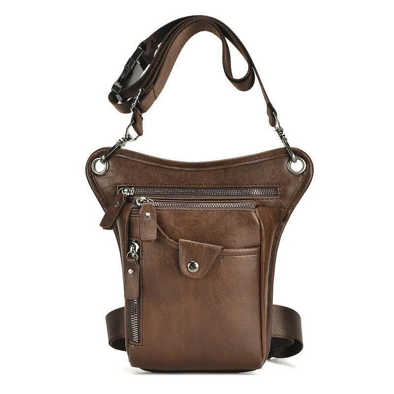 Retro PU leather waist bag leg bag mens waist belt hip bag multifunctional motorcycle outdoor hiking camping bag 241023