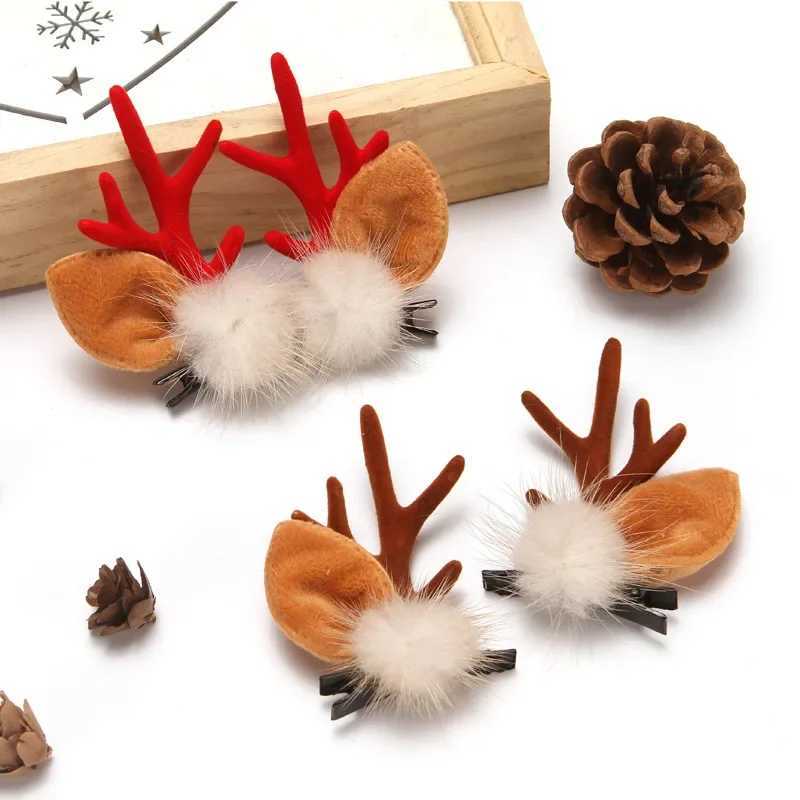 Christmas Antler Hair Clips Pendants Xmas Ornaments Merry Christmas Decor Gift For Girl Elk Hair AccessoriesHappy New YearX241021