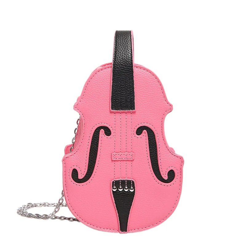 Fashion and creative violin womens cross shaped bag PU leather violin shaped mini backpack womens sewing thread shoulder bag 2024 241023