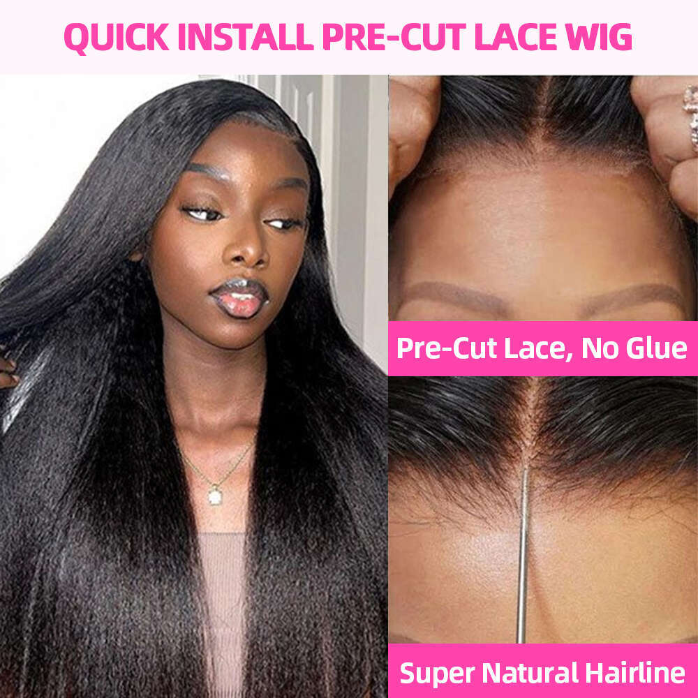Wear And Glueless Brazilian Kinky Straight 6x4 Hd Pre Cut Lace Preplucked Human Wigs For Women Ready To Go 30 34 Inch