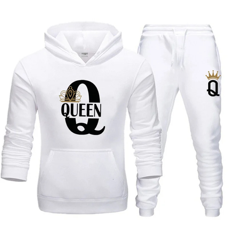 Autumn/Winter Mens and Womens Sweater Set King Queen Loose Hoodie Printed Couple Set 241023