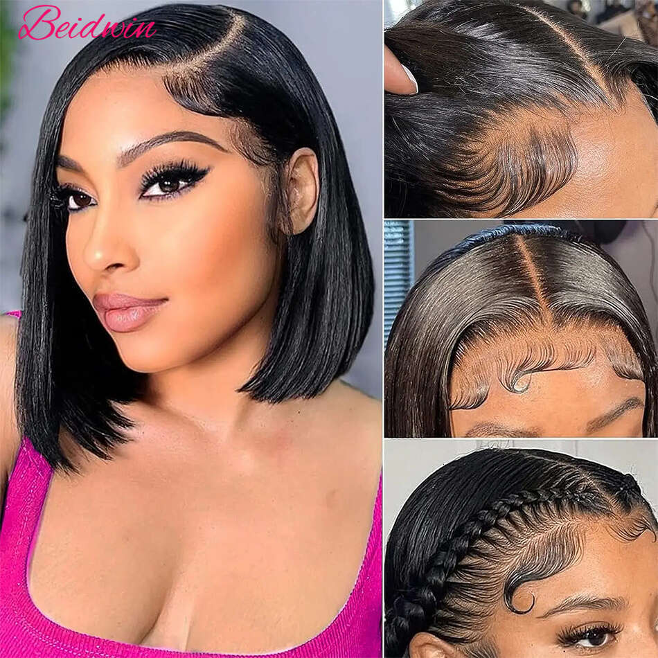 Short Brazilian Straight Human Hair Wig Bob Lace Front Wigs X Frontal For Black Women Sale s al
