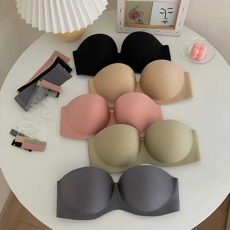 Summer Strapless Bra Women Invisible One-piece Wrapped Tube Top With Removable Pads Sexy Underwear Lingerie Cropped Tanks GirlsX241022