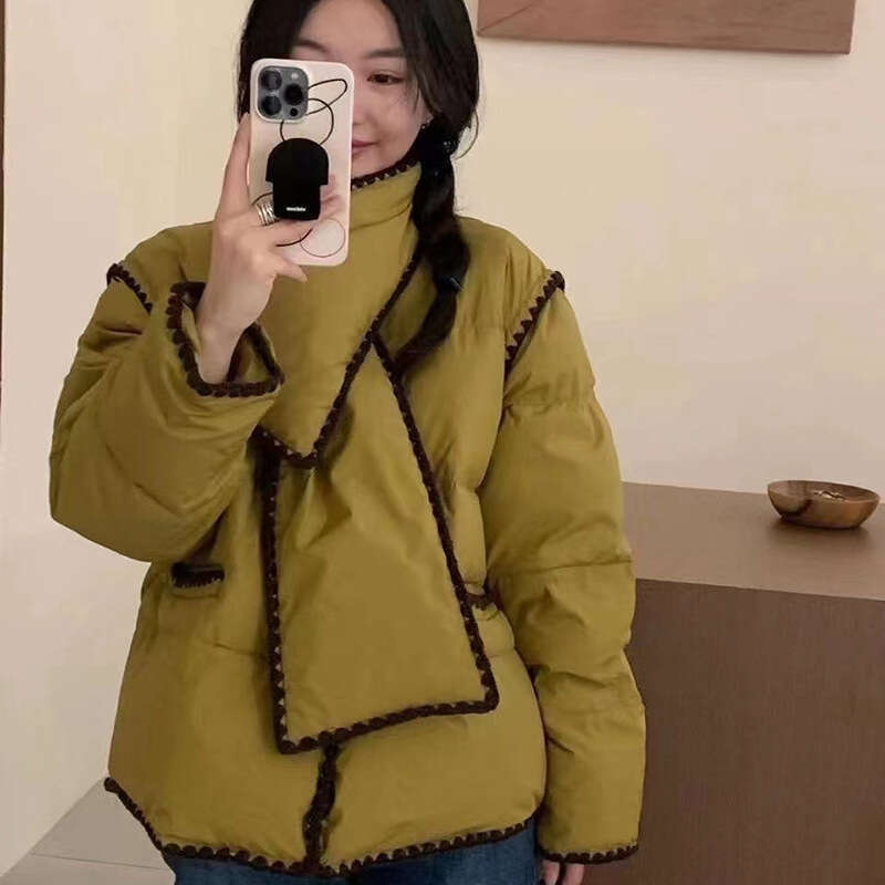 Rose Petite Sweet Casual White Down Jacket Everyday Versatility Winter Women Coat Warm 2023 New