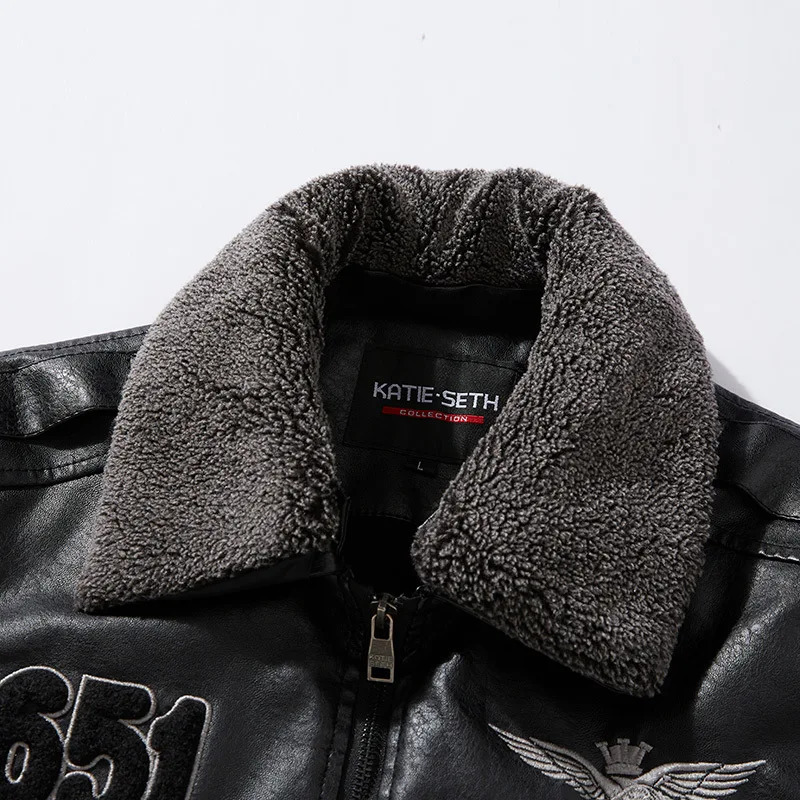 Mens Autumn Jacket Bomber Bicycle Zipper Motorcycle Artificial Fur Coat Mens Wool Pilot Retro Black Brown Pu Leather Jacket Winter 241023