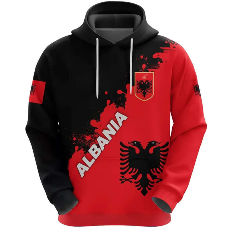 Flag Albania Hooded Sweatshirts New In Hoodies Tracksuit Fashion Pullovers Albanian Emblem Eagle D Print Tops n