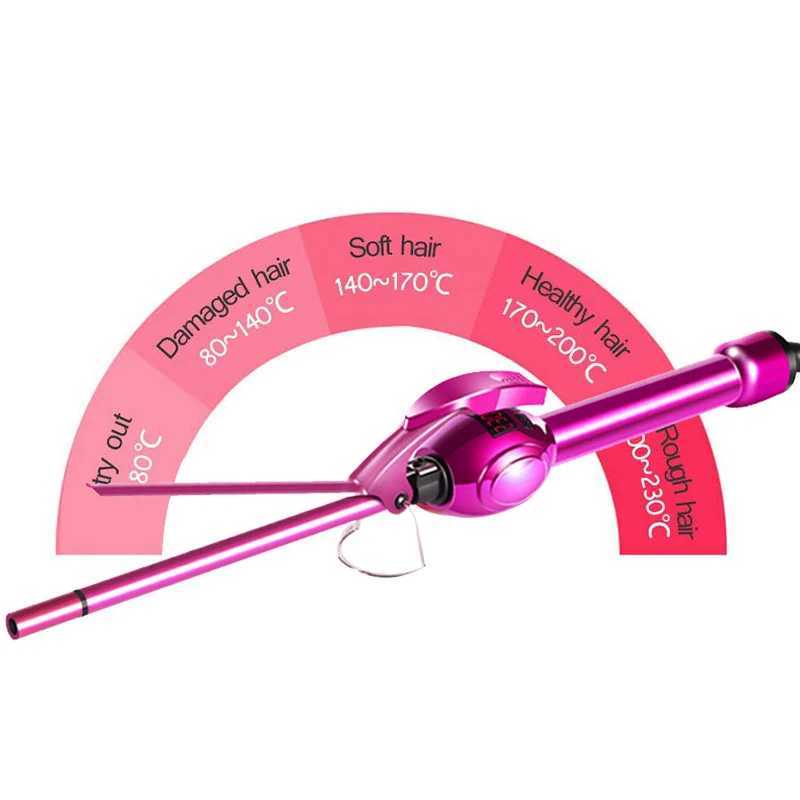 TOHUAN 9mm Curling Iron Rod Neutral Curler Ceramic Electric Stone Cone Shaper with LCD Display Styling Tool for Quick Curling M241022