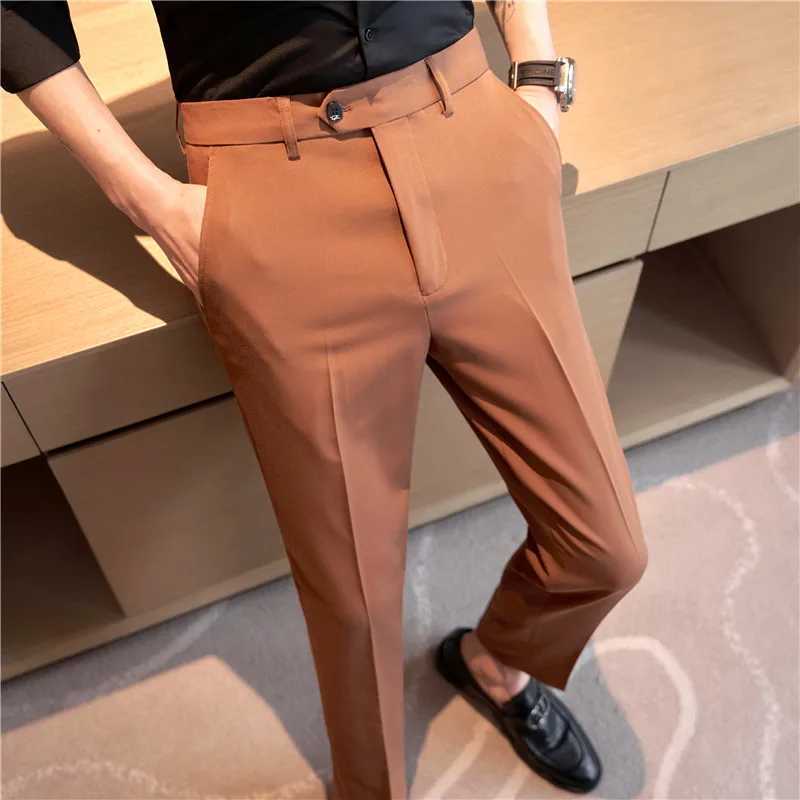 2024 Spring Summer British Style Fashion Slim Suit Pants Mens Simplicity Versatile Casual Business Formal Wedding Social PantX241023