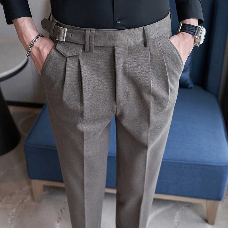 Mens Spring High Quality Business Suit Pants Male Slim Fit Fashion Dress Trousers Winter for Men Woolen Cloth Casual PantsX241023