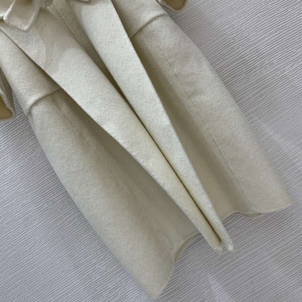 Korean Style Lapel Tie Casual Elegant Double-Faced Cashmere Coat Women