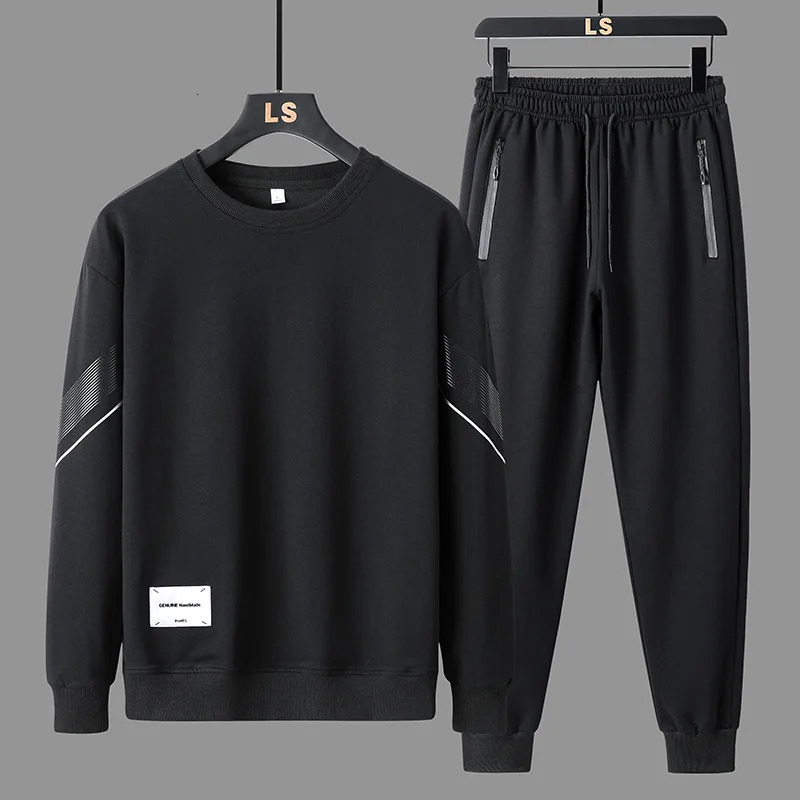 Spring Trakcksuit Mens Long Sleeve T-shirt Mens Double Picece SportswearPants Set Casual Mens Set 5XL 241023