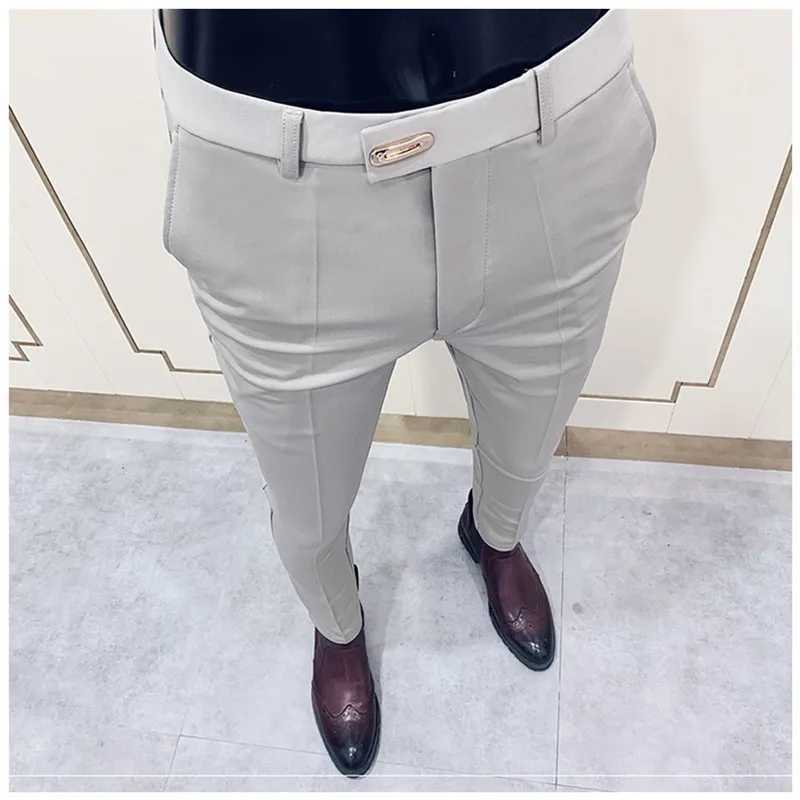 Pantn Homme 2021 New Mens Business Dress Pants Solid Color Slim Fit Formal Office Suit Pant Streetwear Man Casual TrousersX241023