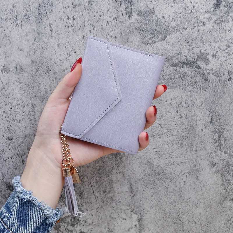 Fi Womens Wallet Cute Student Tassel Pendant Short Wallet Trend Small Fi Purse Coin Purse Ladies Card BagXJ250624