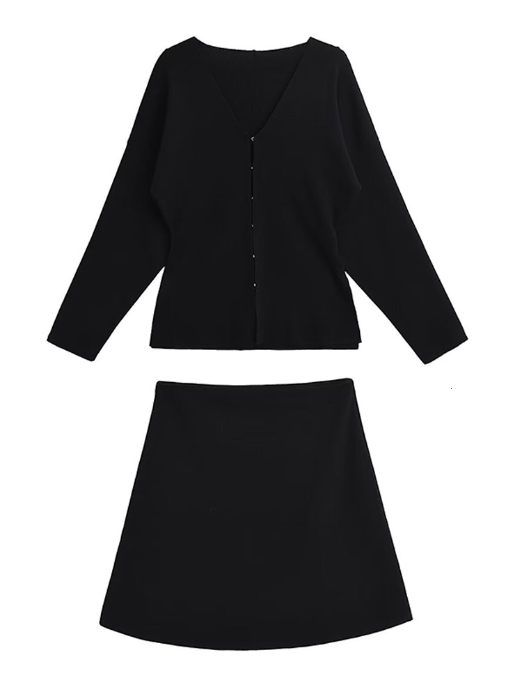 Women Bury V-Neck Long Sleeves Knitted Cardigan Suit Women's Elegant Chic Mini Skirt Suits Autumn Casual Lady Office Set