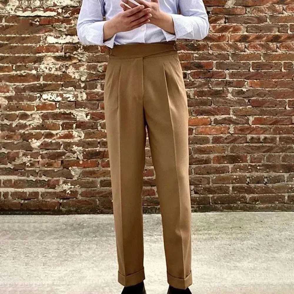 Mens Double Belt Suit Pants Genderless 2024 New British Temperament Versatile Comfortable High-Waisted Straight Trousers UnisexX241023