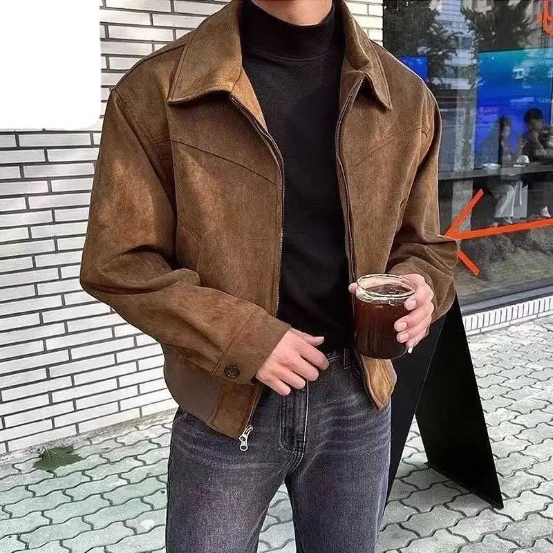 Elegant and fashionable Harajuku slim fit jacket with solid zipper pockets cardigan with long sleeves casual full matching Ropa Hombre X241023