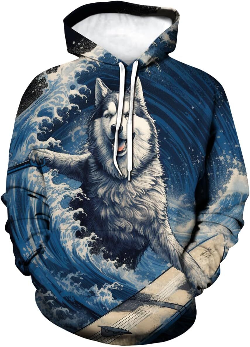 Hoodie for Mens Womens Novelty Siberian Husky 3D Print Hoodie Animal Sweatshirt Pullover for Men Women Graphic Hoodies sweatshirt Trendy Warmth