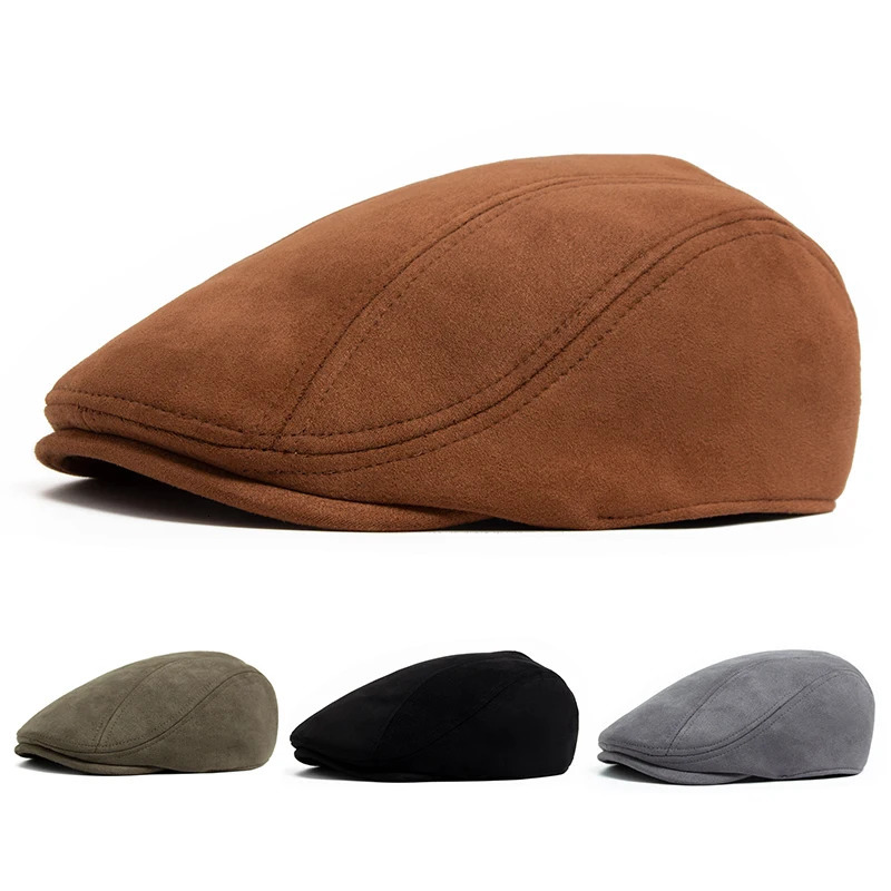 Suede Autumn Winter Beret Fashion Vintage Men Women sboy Hat Casual Flat Visor Cap Berets For 5458cm Head Circum Ference 241010