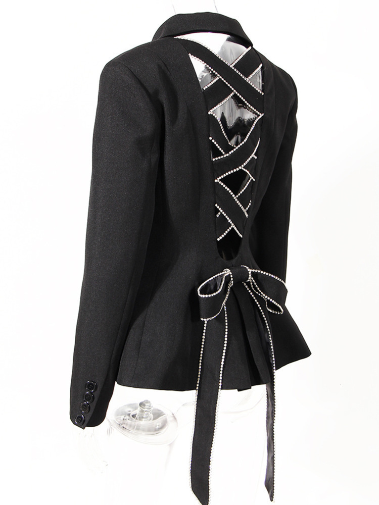 DEAT Dia Hollow Out Bow Tie Women's Blazer New Notched Single-Breasted Slim Suit Jacket Fashion Tide Autumn 2024 19D7376