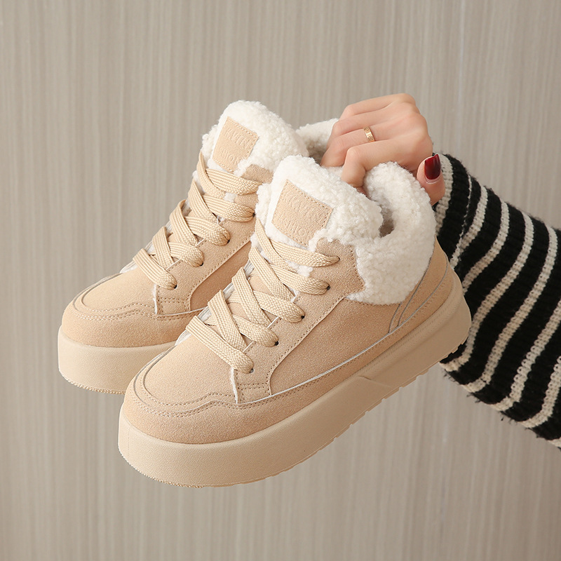 Women's Winter Korean Version Plush High Top Casual Shoes.