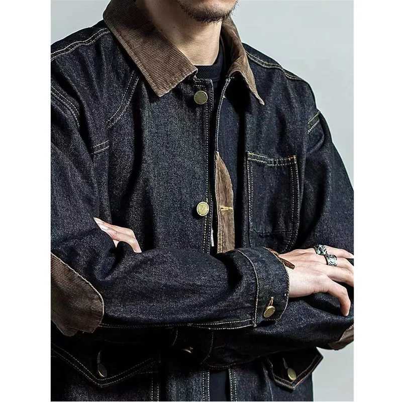 Spring and Autumn new mens denim jacket loose trend long sleeved retro trend handsome casual trend jeans casual jacket solid color X241023