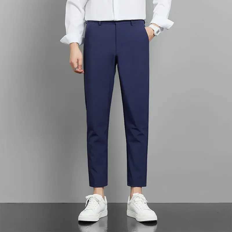 Draped Fluid Man Suits Pants Gray Trousers for Men Plus Big Size Cheap Fabric Thin Casual New in Anti-wrinkle Dress Slacks UpX241023