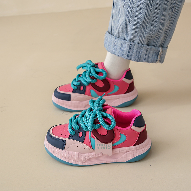 trendy little white for women in autumn, new student running thick soled high rise board shoes, casual shoes