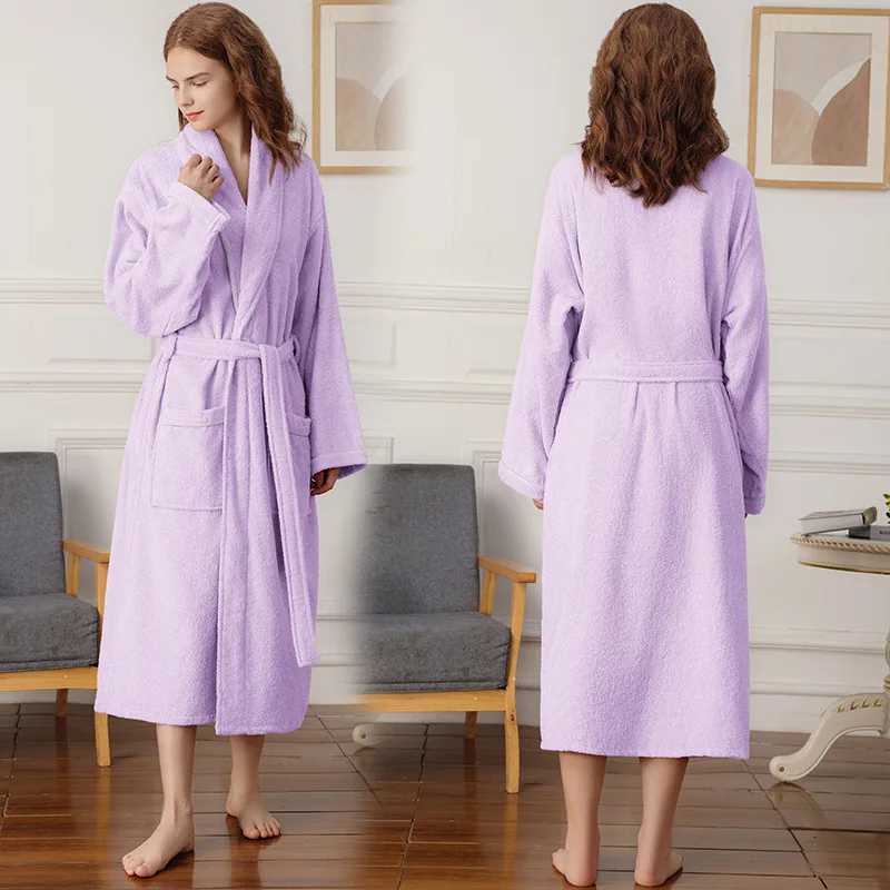 Spring towel bathroom mens 100% pure cotton Spwear kimono bathrobe unisex dress long shower Sp dress looped robe white W241023