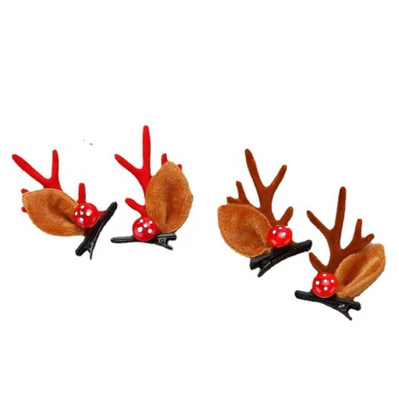 Christmas Antler Hair Clips Pendants Xmas Ornaments Merry Christmas Decor Gift For Girl Elk Hair AccessoriesHappy New YearX241021