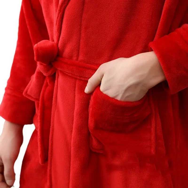 Red Bridal Room Bridal Wedding Dress Coral Fce Thick Spwear Flannel Couple Long Bathroom Autumn Family Clothing Lounge Clothing W241023
