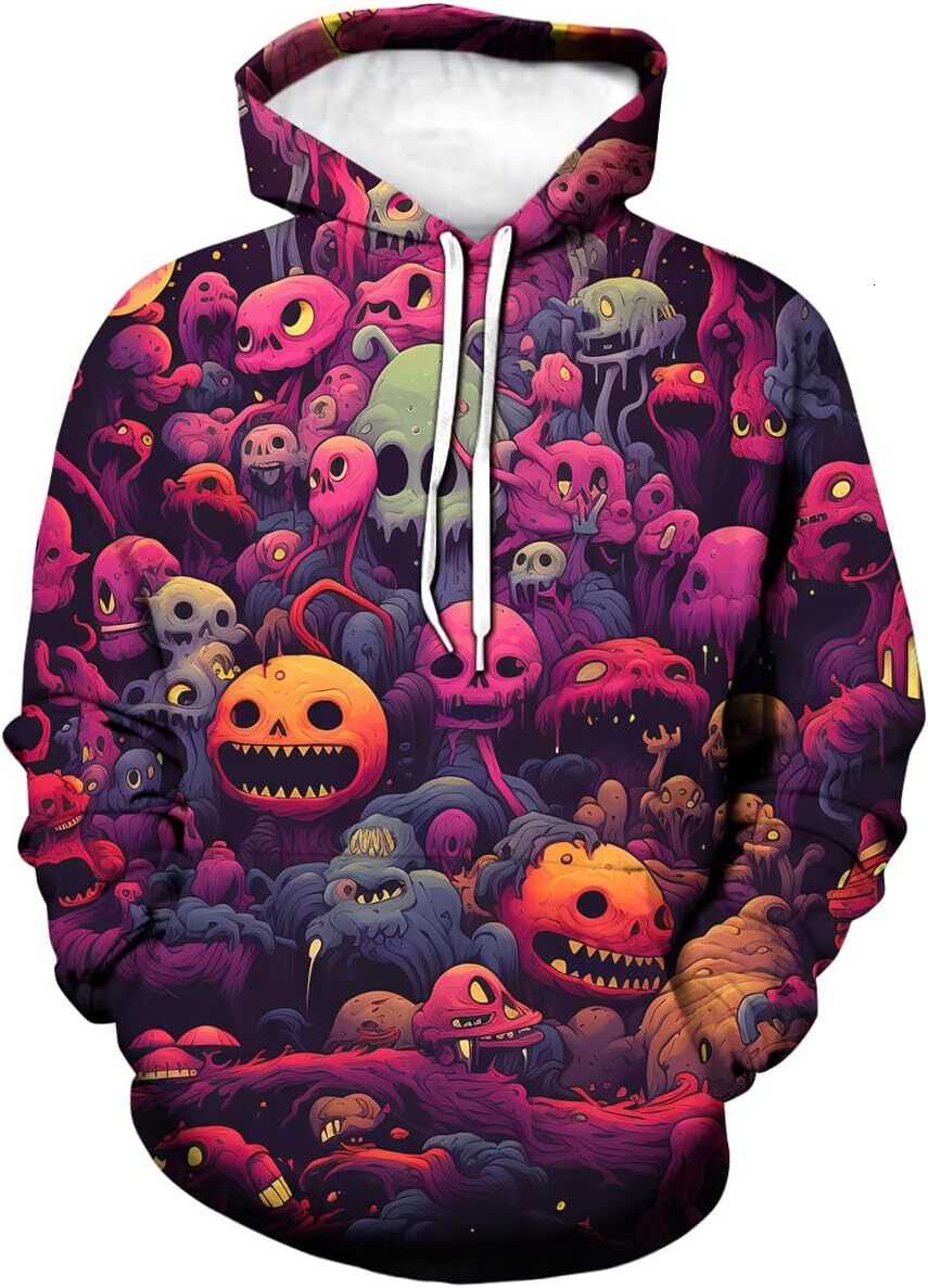 Hoodie for Mens Womens Men Psychedelic Dreams Animal Graphic Hoodie Hoodies Vintage Smile Graffiti Hooded Sweatshirts Pullover,Purple,Graphic