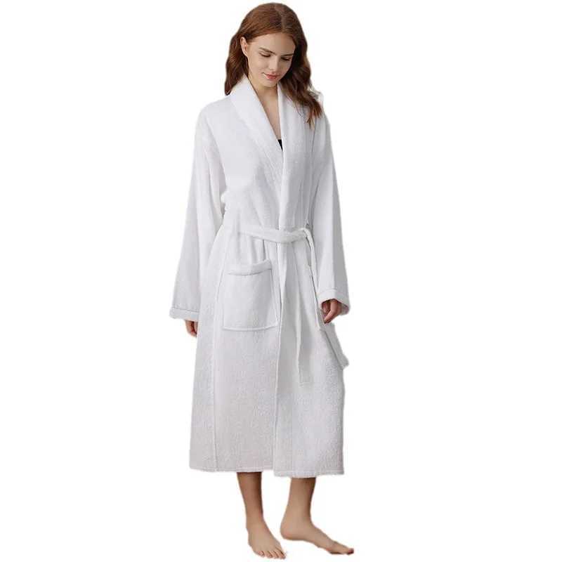 Spring towel bathroom mens 100% pure cotton Spwear kimono bathrobe unisex dress long shower Sp dress looped robe white W241023