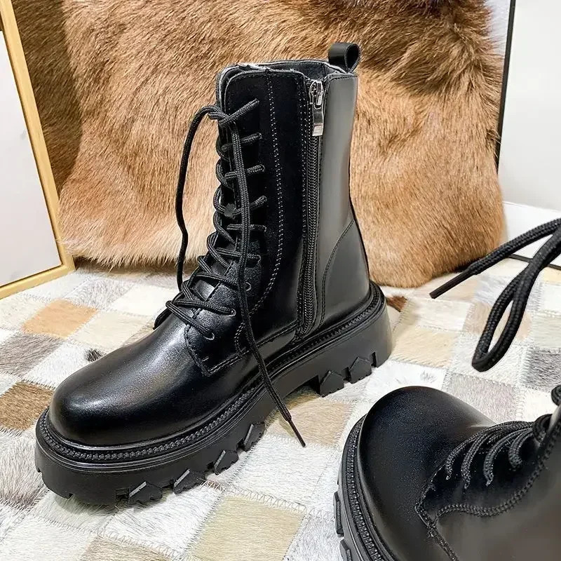 Winter 2024 new waterproof cotton shoes thick snow pads for women platform heel ankle boots 241106