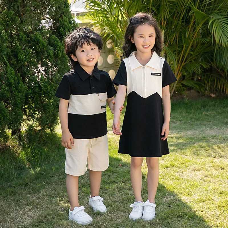 2024 Summer Matching Family Clothes Parent-child Outfit Mom and Daughter Dress Korean Dad and Son Tops + Shorts Two Piece SetsXJ241008