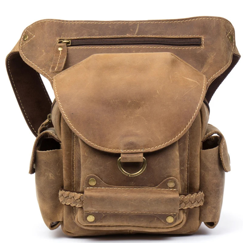 Handmade old Crazy Horse leather bags vintage leather bags casual mens bags leather shoulder bags motorcycle Ted bags 241023