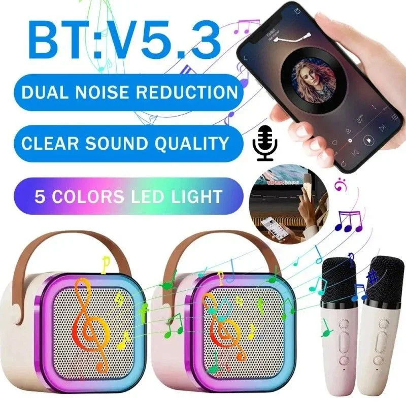Wireless Karaoke Ser Bluetooth Microphone K12 Home KTV Machine RGB Light Portable Mini 241022