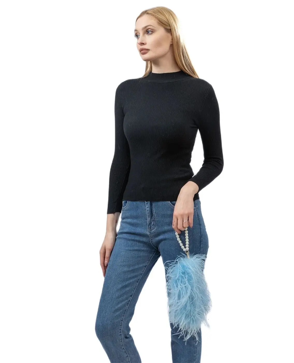 Ostrich Feather womens bag mini wallet pearl chain clutch romantic fur fluffy party peach fuzzy 241023