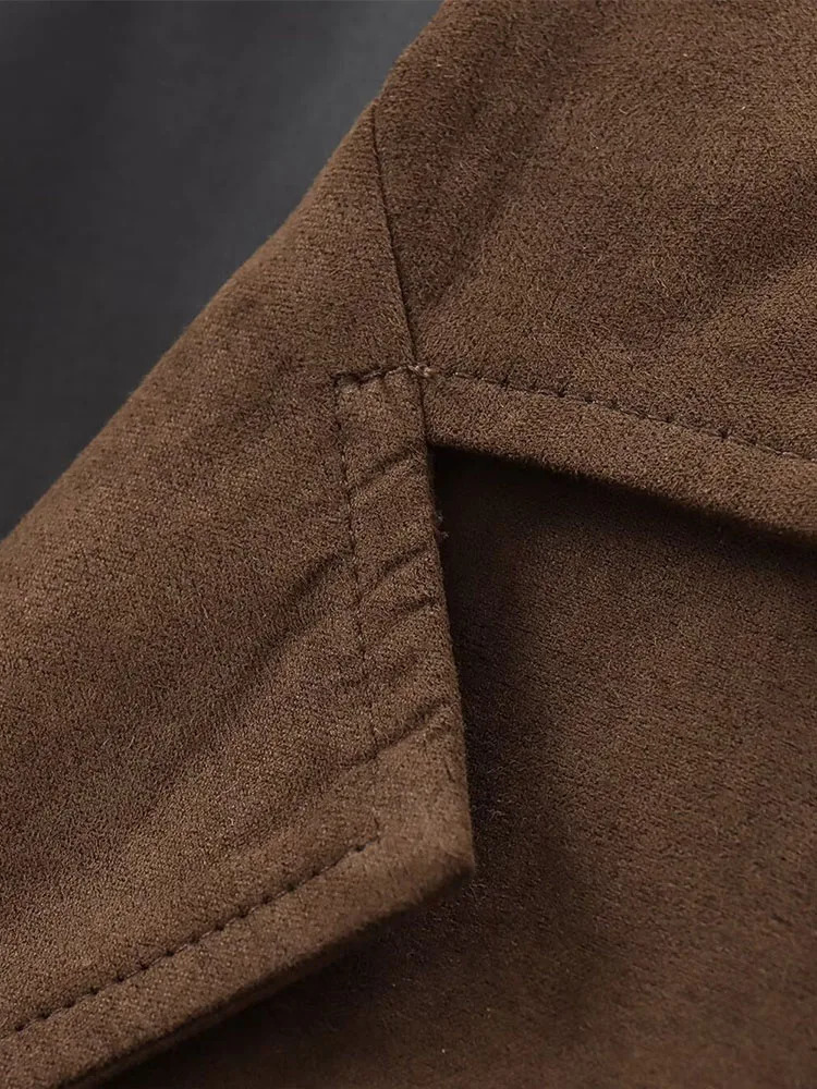 European and American style autumn womens clothing fully matches old brown suede short jacket 241023