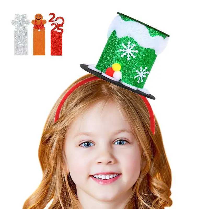 Christmas Hat Headband Red Green Silver Elastic Christmas Headwear Comfortable Classic Christmas Decorations For KidX241021