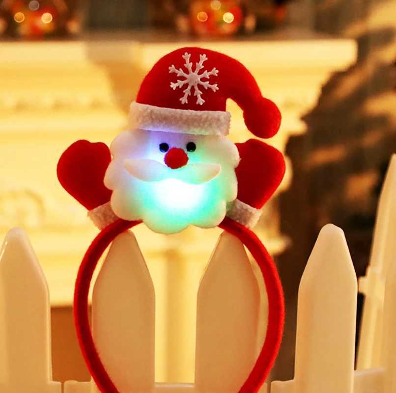 Christmas Headband Santa Claus Elk Antlers Reindeer Headband Cosplay Ears Led Glowing Ornaments Party Christmas Hair AccessoriesX241021