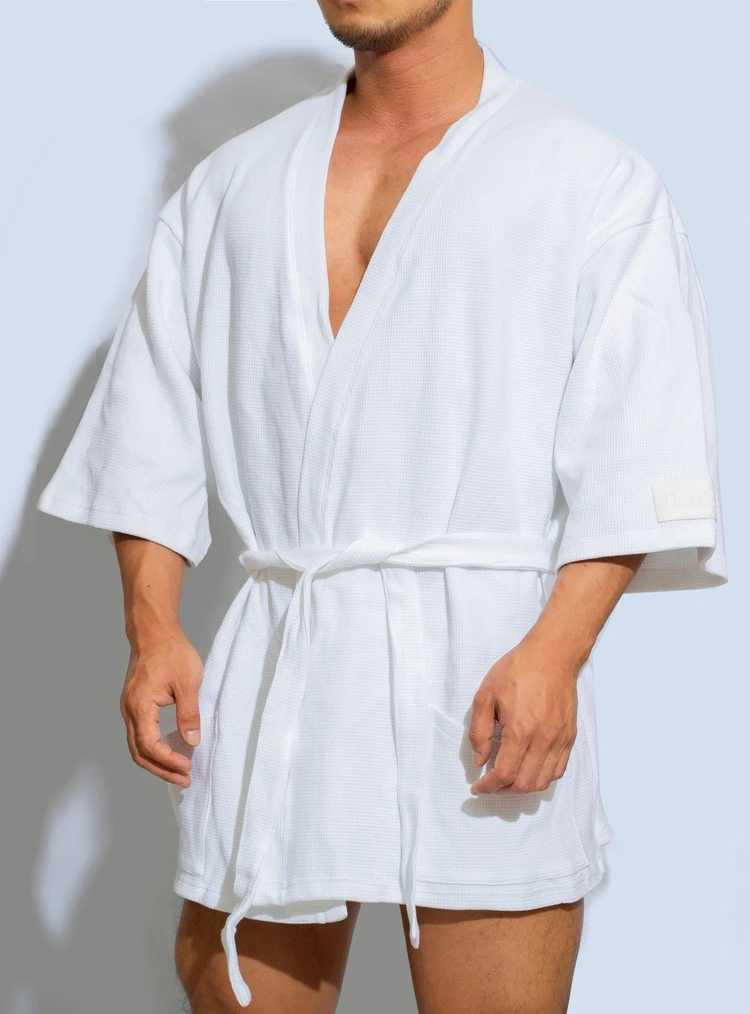 Mens short 100% pure cotton solid color sleepwear waterproof casual home towel W241023