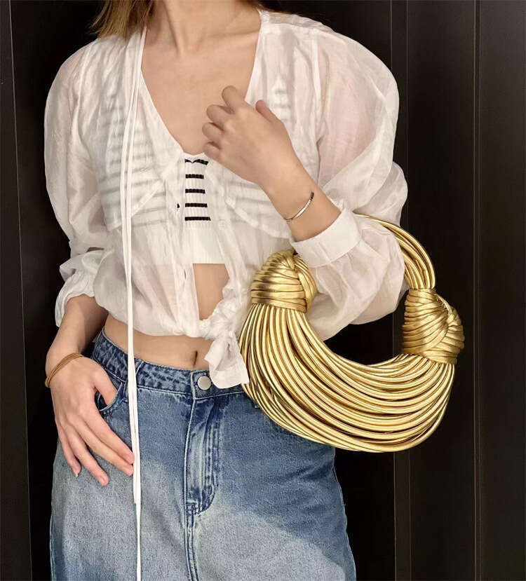 LITTLETON Women Handbags 2025 for Fashion Designer Brand Handwoven Noodle Bags Rope Knotted Pulled Hobo Sier Evening Clutch Bag