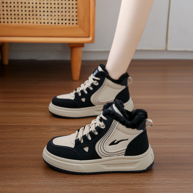 version thick soled high top women's winter with plush versatile student casual sports cotton shoes