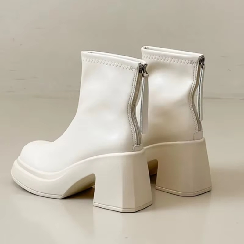 Fashion Korean Martin Temperament Designer Autumn And Winter Womens New Thick Heel High Heels Small Ankle Boots