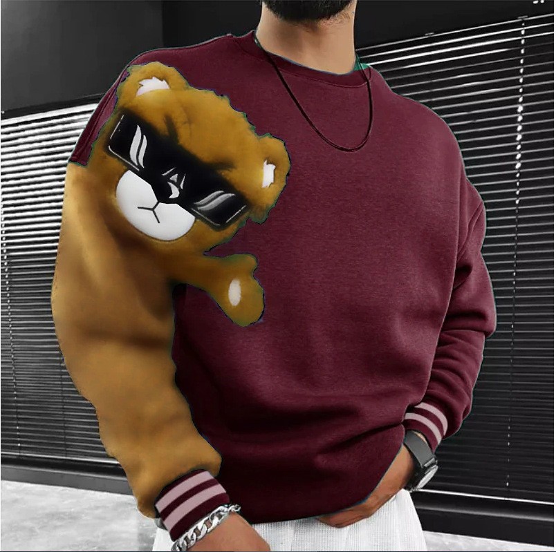 Round Neck Sweatshirt Men's 3D Printed Autumn And Winter Printed Pullover Sweatshirt