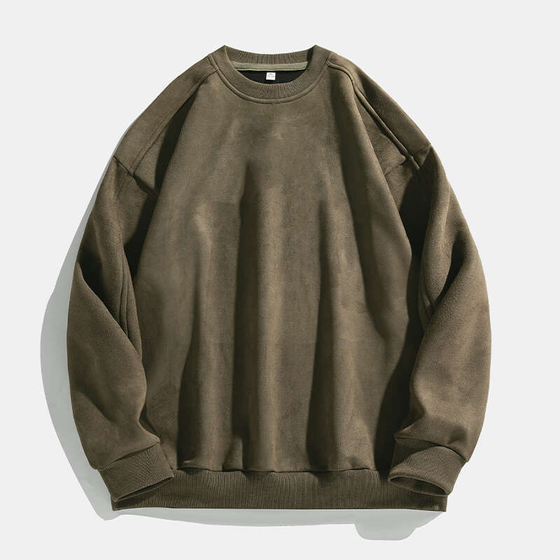 High end New Sweatshirt Men s Fall Winter American Retro Trend Suede Texture Sweater Women Solid Color Fashion Casual Pullover Hoodie Fahion Caual